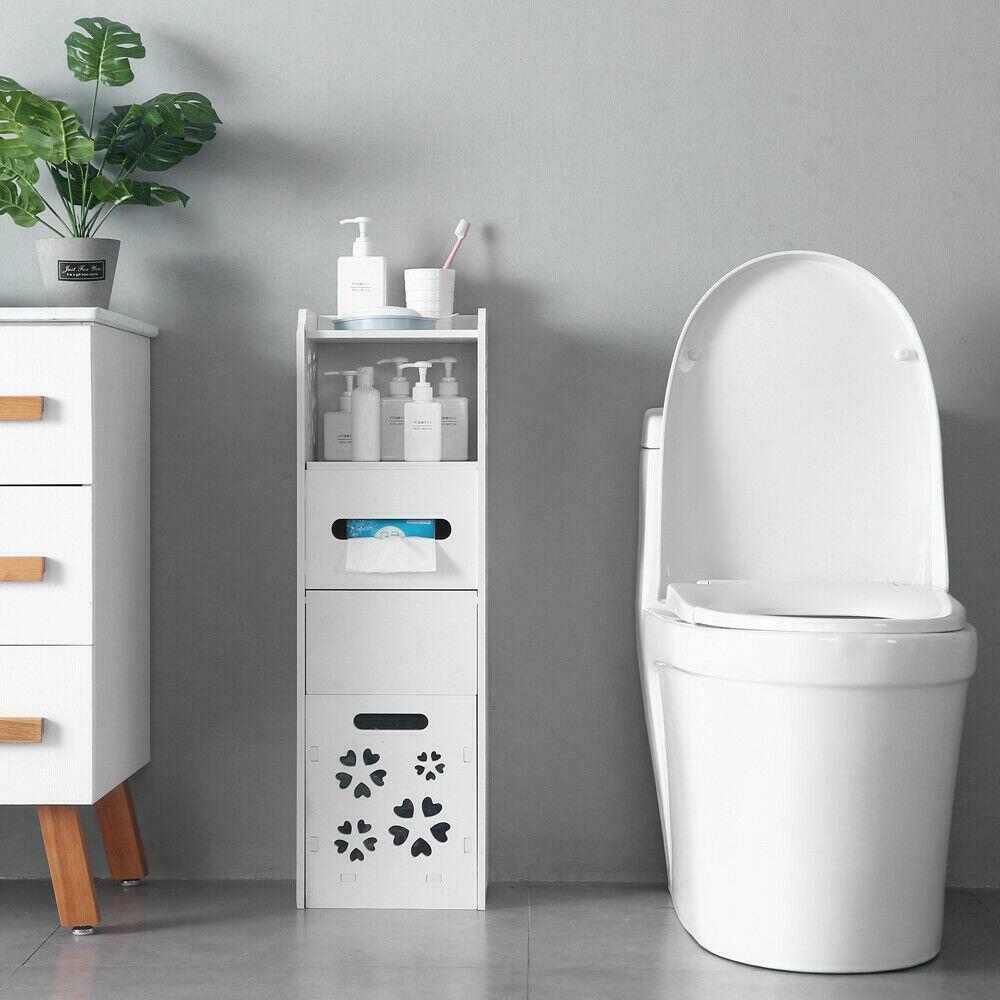 White Slim Multi-Functional Bathroom Storage Cabinet 7