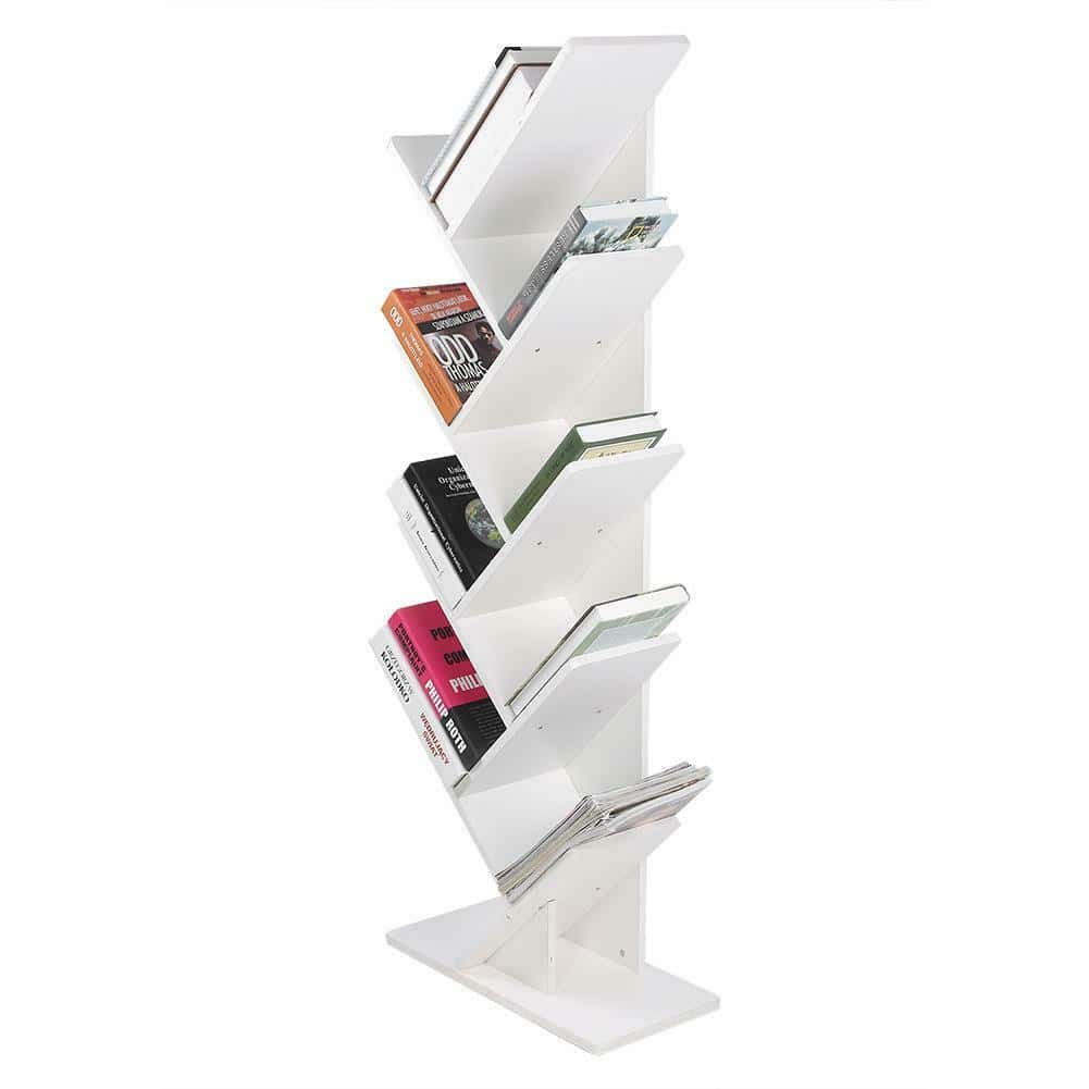 9-Shelf Tree-Shaped Modern Wood Bookshelf & Organizer 8