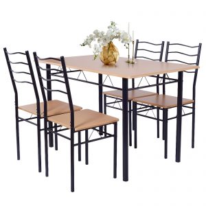 Minimalist 5-Piece Dining Table Set w/ 4 Chairs 1