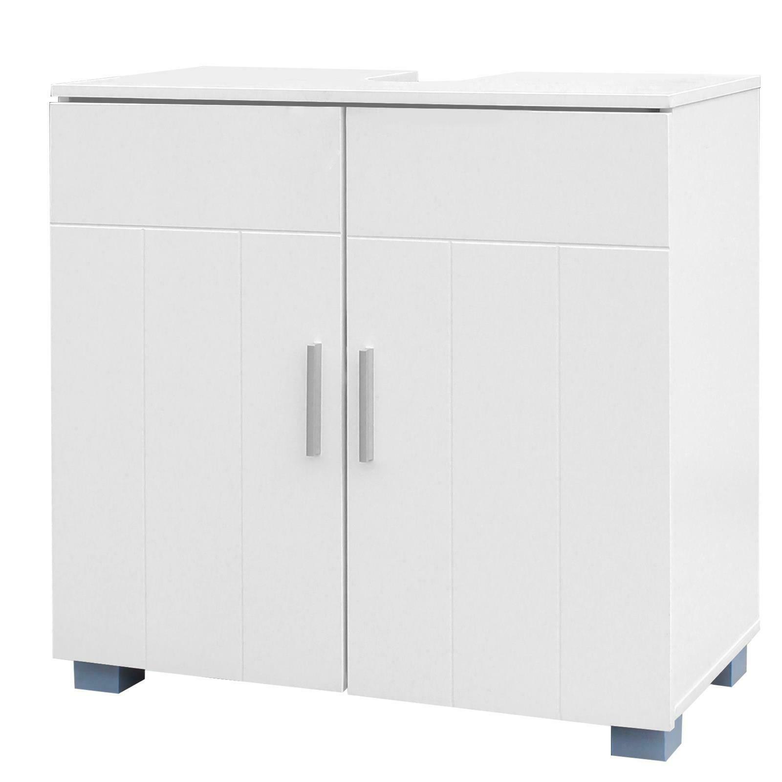 White Contemporary Under-Sink Storage Cabinet w/ 2 Vanity Doors 2