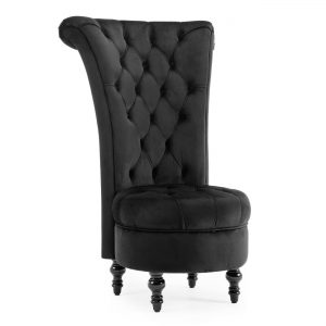 High-Back Upholstered Tufted Nailhead Accent Chair