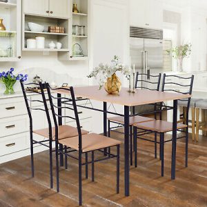 Minimalist 5-Piece Dining Table Set w/ 4 Chairs