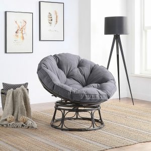 Puffy Papasan Steel Chair W/ 360-Degree Swivel 1