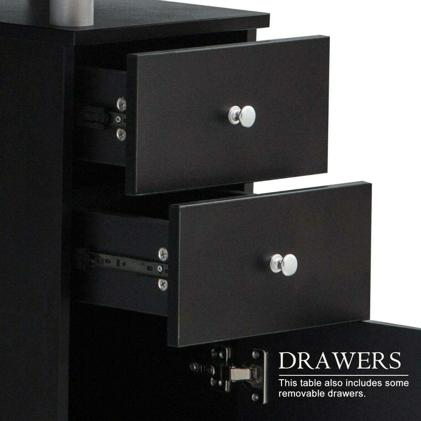 Minimalist Black Wooden Work Table w/ 3 Drawers 8