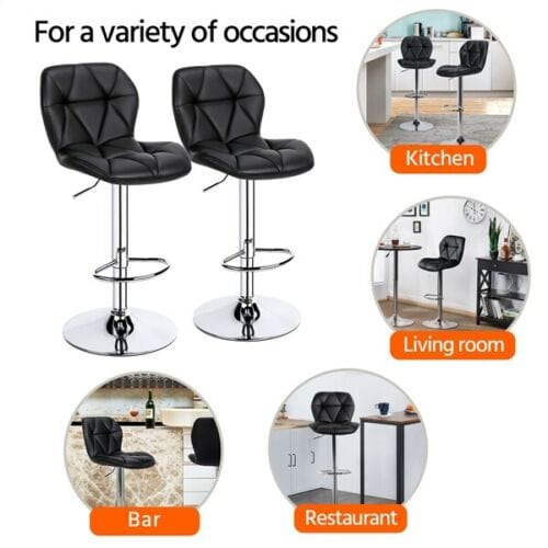 Set of 4 Extra Cushioned PU Leather Swivel Bar Stools 6