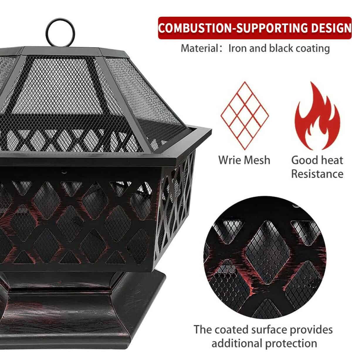Hex-Shaped Patio Fire Pit Bowl 6