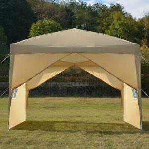 Beige 10' x 10' Pop-Up Gazebo w/ Khaki Carry Bag