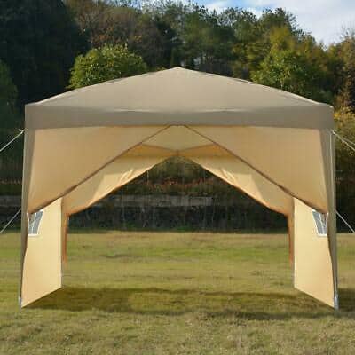 Beige 10' x 10' Pop-Up Gazebo w/ Khaki Carry Bag