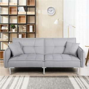 Khaki Convertible Sofa-Bed Couch