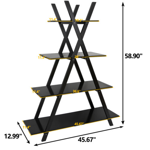 A-Frame 4-Tier Black Ladder Shelf 1