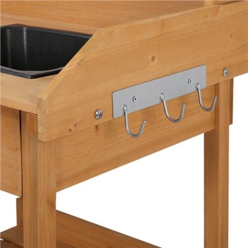 Natural Wood Garden and Patio Potting Workstation 8