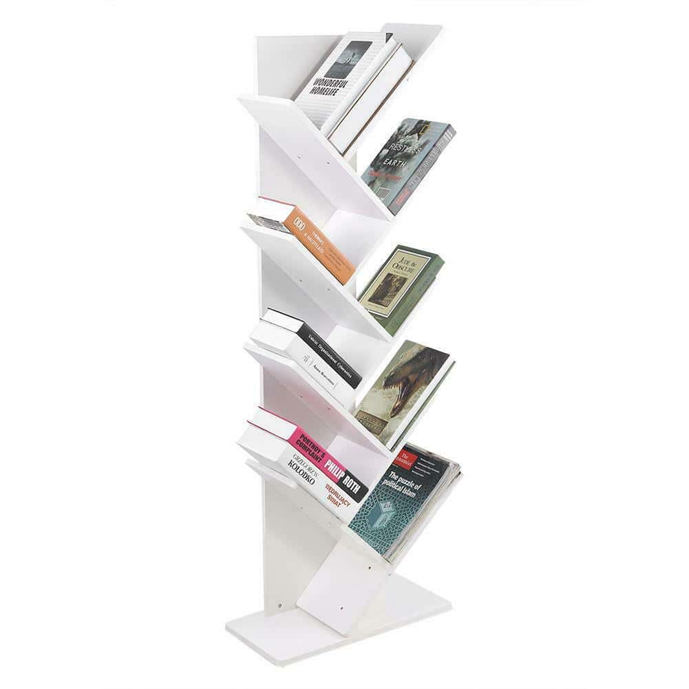 9-Shelf Tree-Shaped Modern Wood Bookshelf & Organizer 9