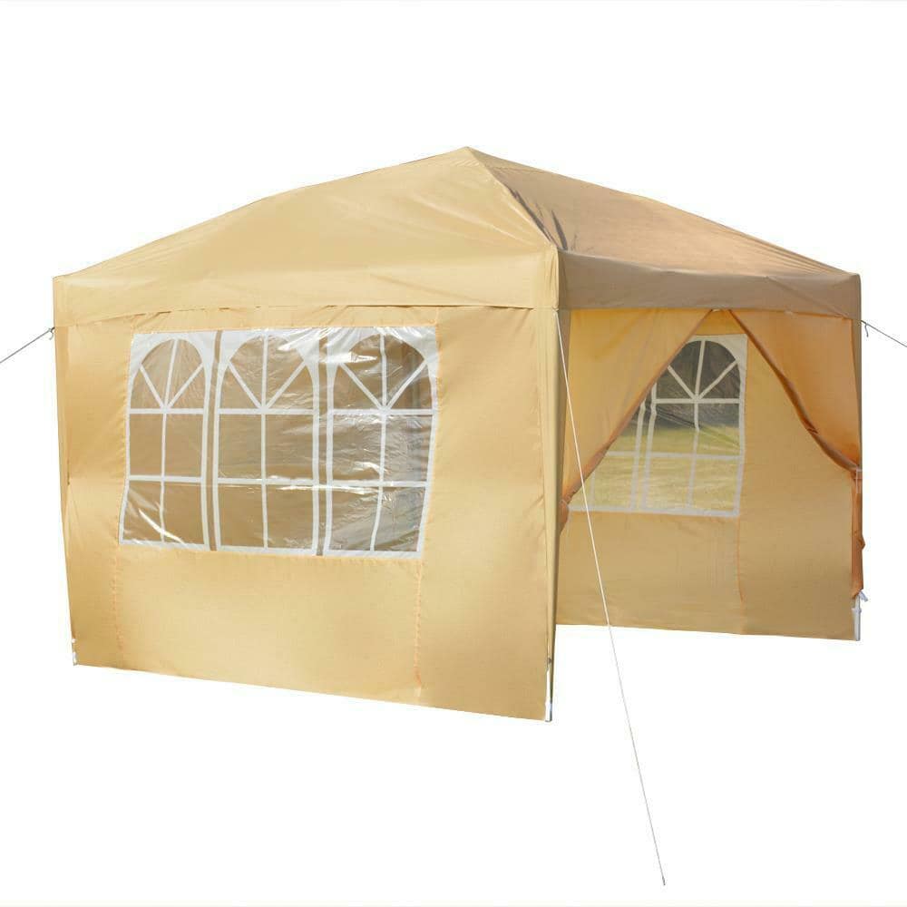 Beige 10' x 10' Pop-Up Gazebo w/ Khaki Carry Bag 7