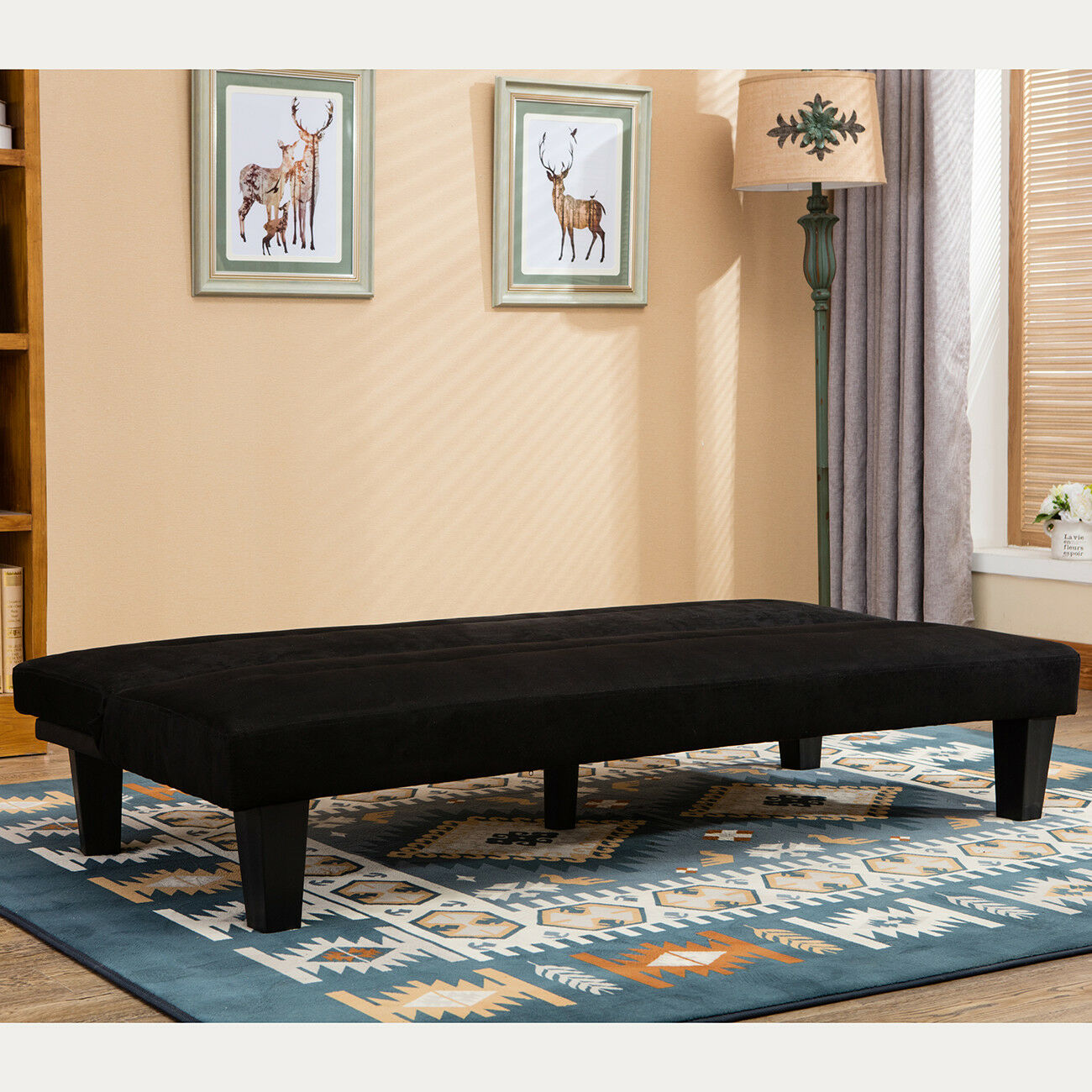 Black Microfiber Convertible Sofa Bed 3