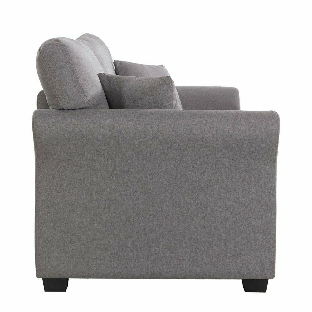 63" Bluish-Grey Cozy Loveseat Sofa w/ 2 Accent Pillows 1