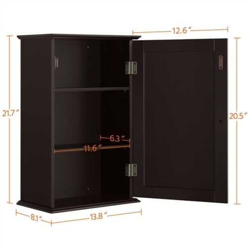 Dark Brown 3-Tier Wall Mounted Bathroom or Kitchen Cabinet 2