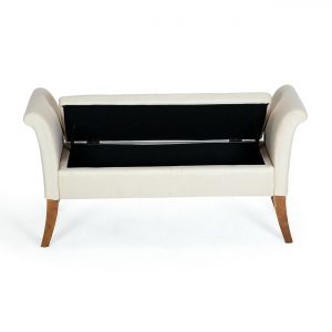 White Settee Tufted Sofa Bench w/ Storage 1