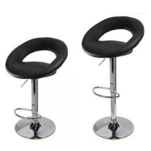 Set Of 2 Adjustable PU Leather Barstools w/ Chrome Base 6