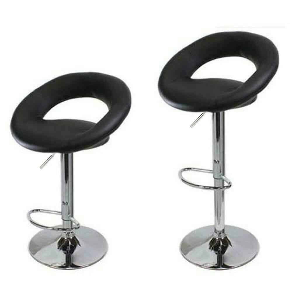 Set Of 2 Adjustable PU Leather Barstools w/ Chrome Base 6