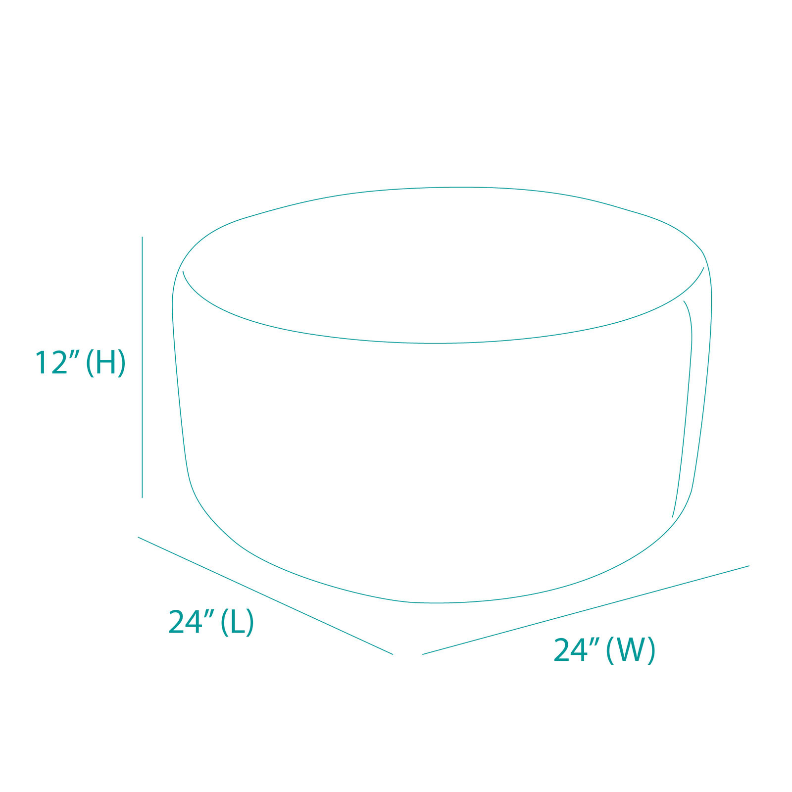 24" Round Upholstered Kiln-dried Hardwood Blue Ottoman 4