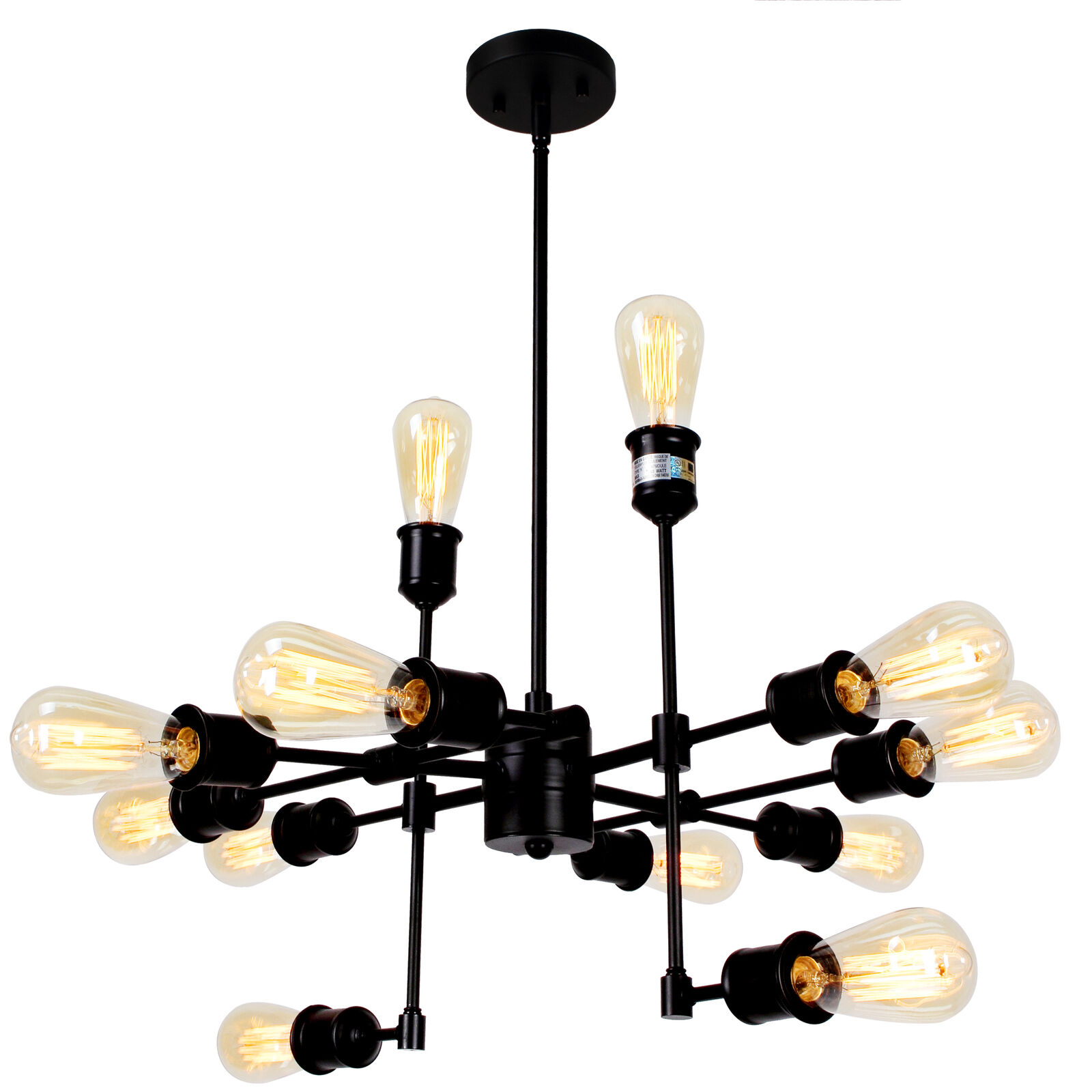 59-Inch Vintage Metal 12-Light Hanging Ceiling Chandelier 1