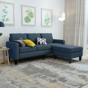 Mecor Blue Convertible Sectional L-Shaped Sofa w/ Reversible Chaise 6