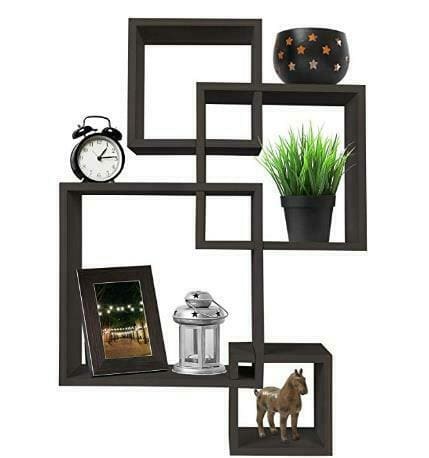 4-Square Intersecting Wall Wood Shelf