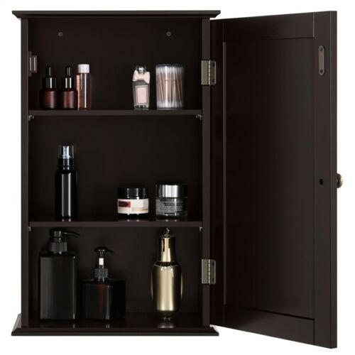 Dark Brown 3-Tier Wall Mounted Bathroom or Kitchen Cabinet 3