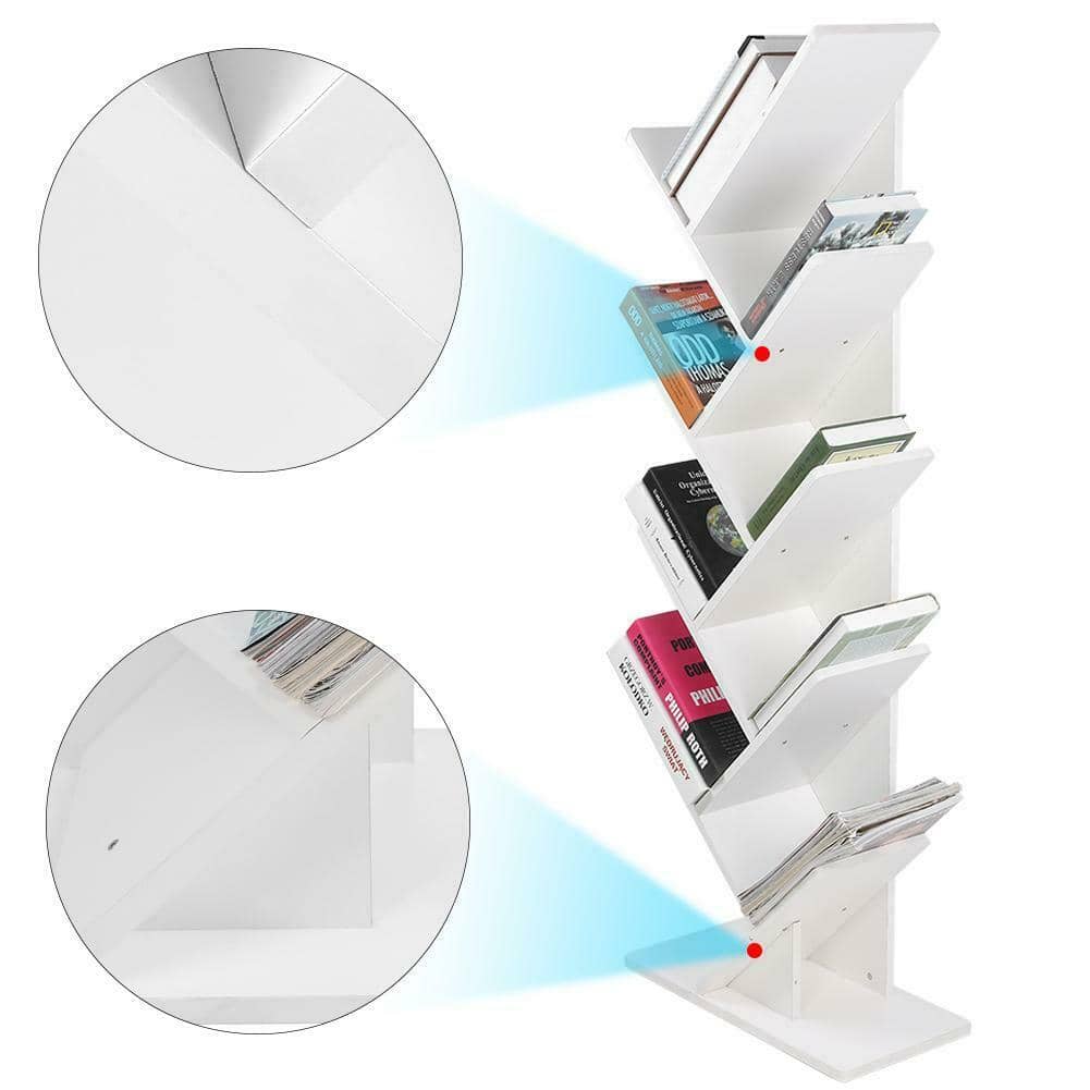 9-Shelf Tree-Shaped Modern Wood Bookshelf & Organizer 5