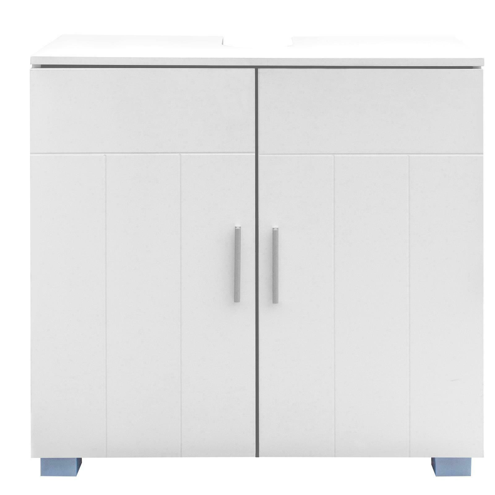 White Contemporary Under-Sink Storage Cabinet w/ 2 Vanity Doors 3