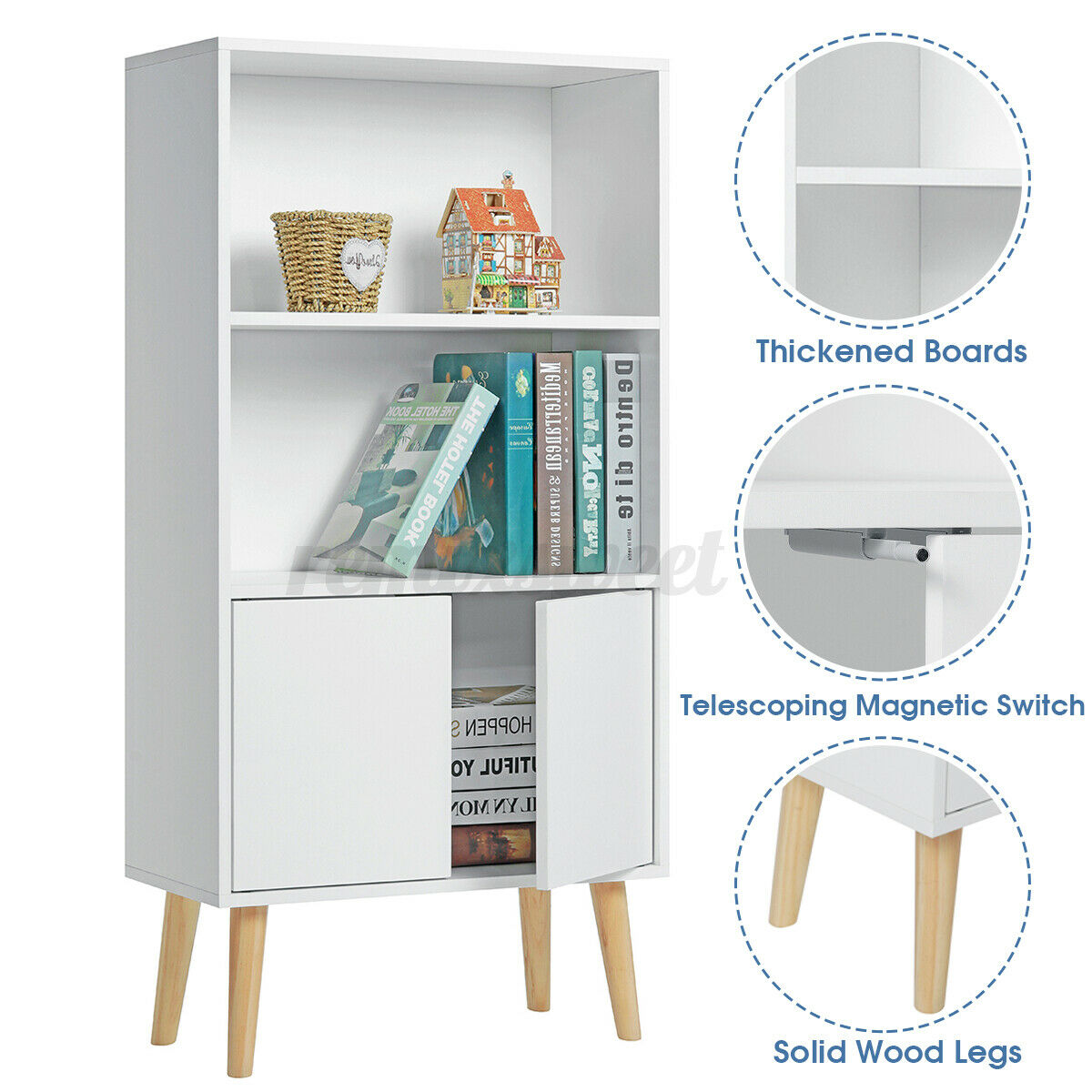 White Wood Storage Shelf Cabinet 3