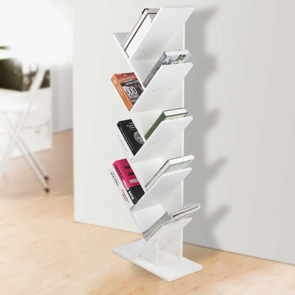 9-Shelf Tree-Shaped Modern Wood Bookshelf & Organizer 1