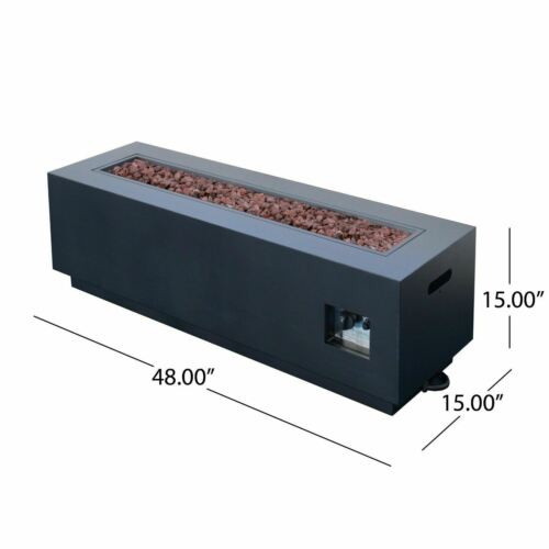 Jasmine Outdoor Dark Gray Iron Rectangular Propane Fire Pit 2