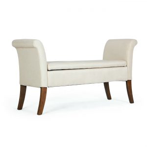 White Settee Tufted Sofa Bench w/ Storage 3