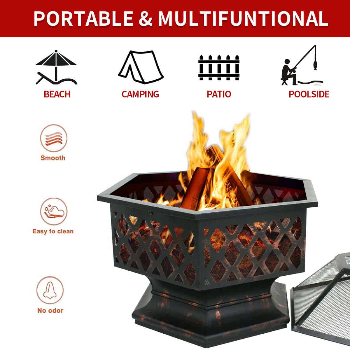 Hex-Shaped Patio Fire Pit Bowl 3