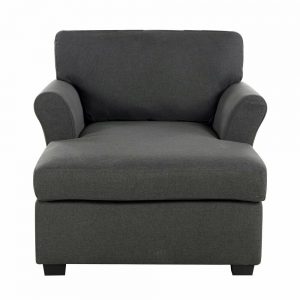 Charcoal Grey Chaise Lounge Upholstered Sofa Chair 4