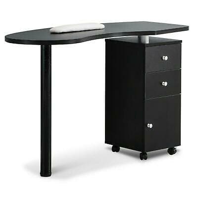 Minimalist Black Wooden Work Table w/ 3 Drawers