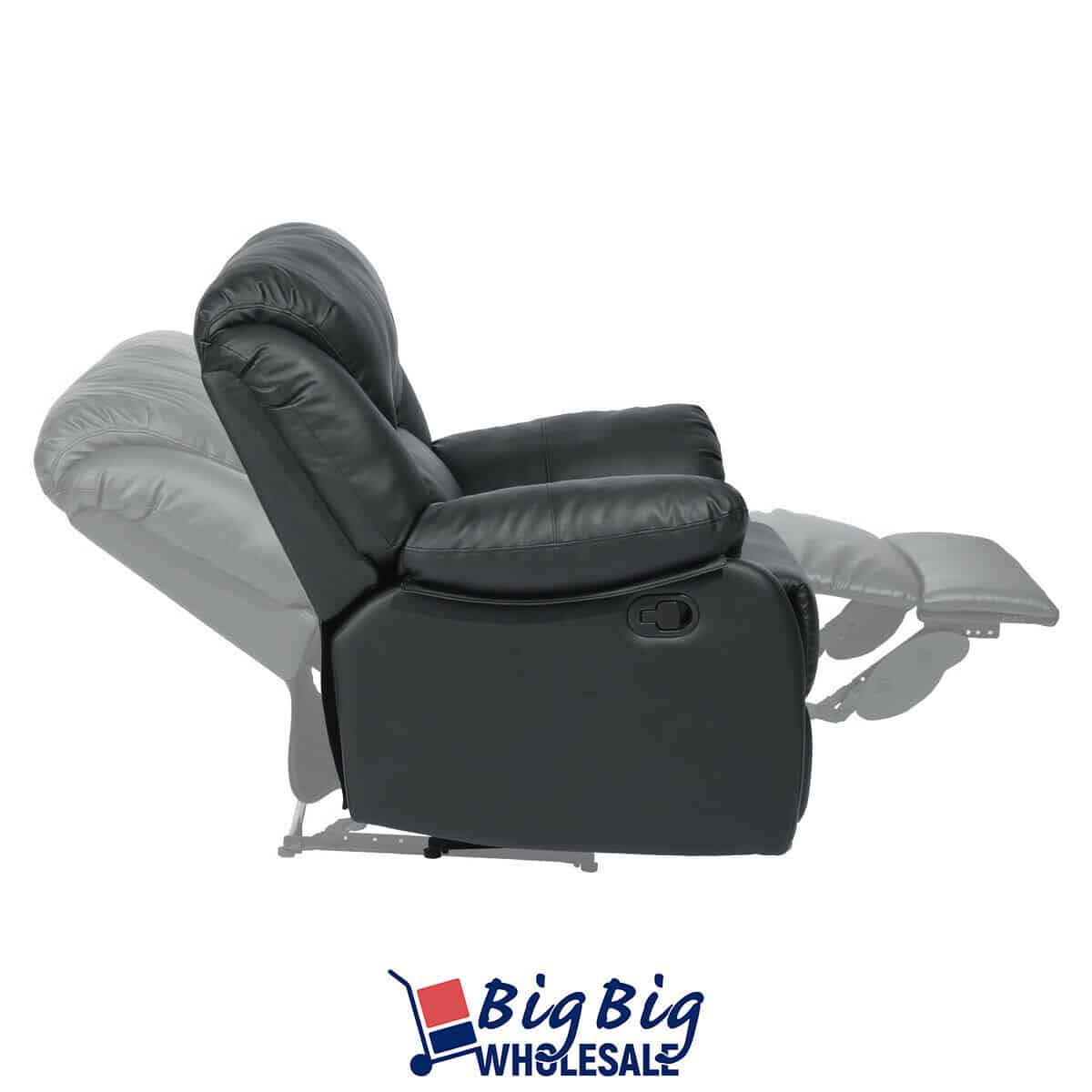 Geniqua Black Soft Leather Recliner Chair 4