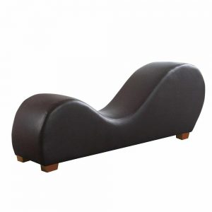 Modern Yoga Chair Chaise Bonded Leather Chaise Lounge Yoga Chair, Brown 4