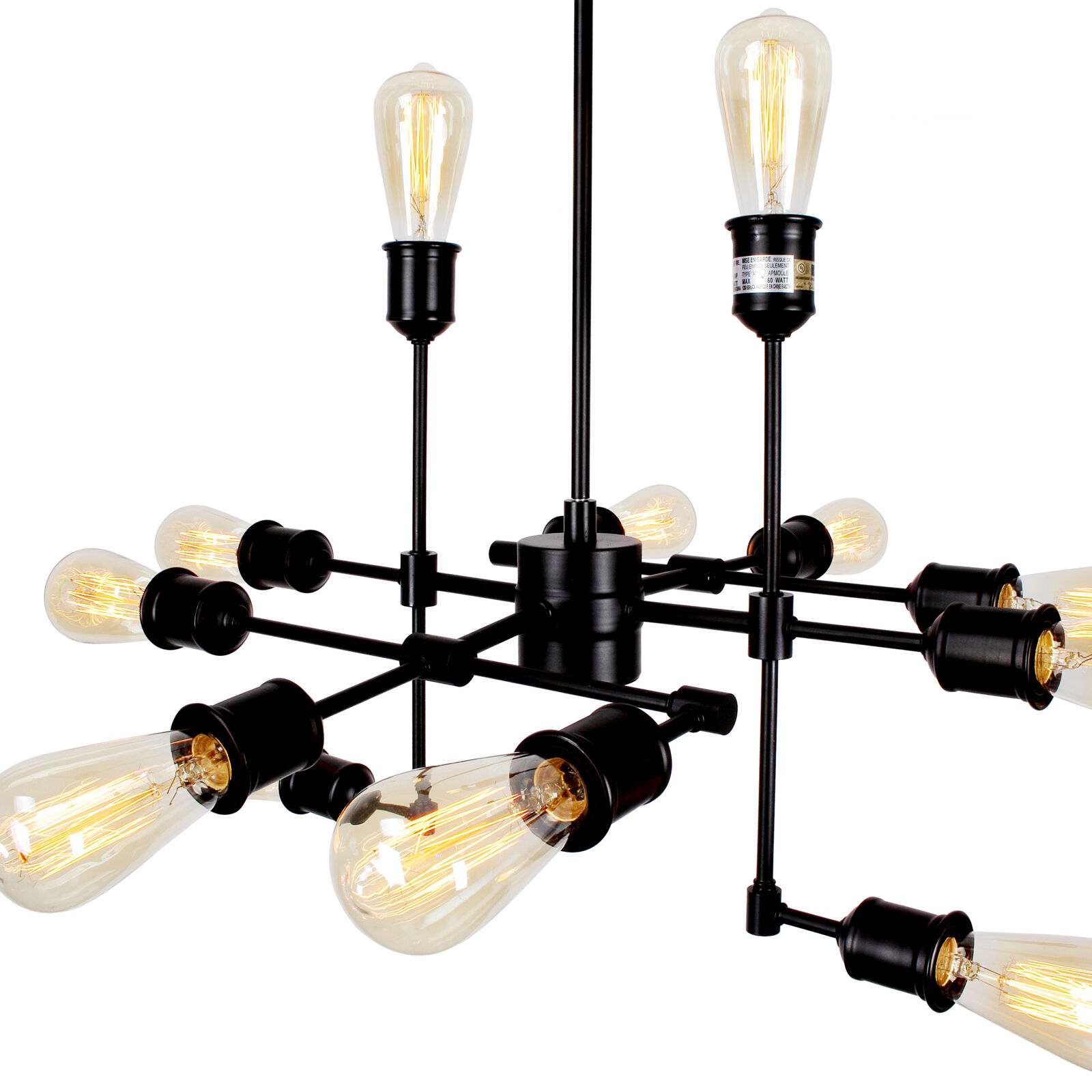 59-Inch Vintage Metal 12-Light Hanging Ceiling Chandelier 2