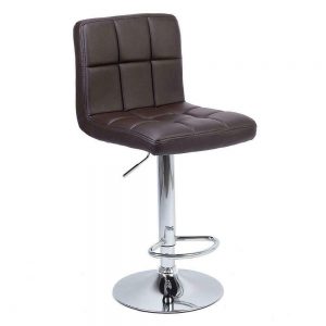 Set of 2 Chrome Plated Coffee Modern Adjustable Swivel Bar Stools 4