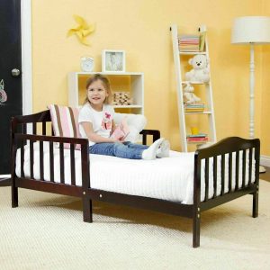 Solid Wood Espresso Toddler Bed w/ Safety Rails 1