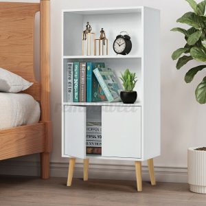 White Wood Storage Shelf Cabinet