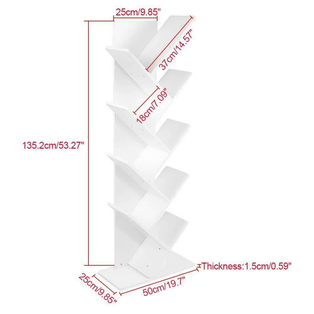9-Shelf Tree-Shaped Modern Wood Bookshelf & Organizer 2