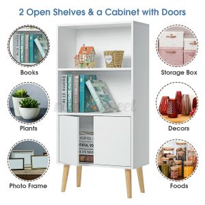 White Wood Storage Shelf Cabinet 4