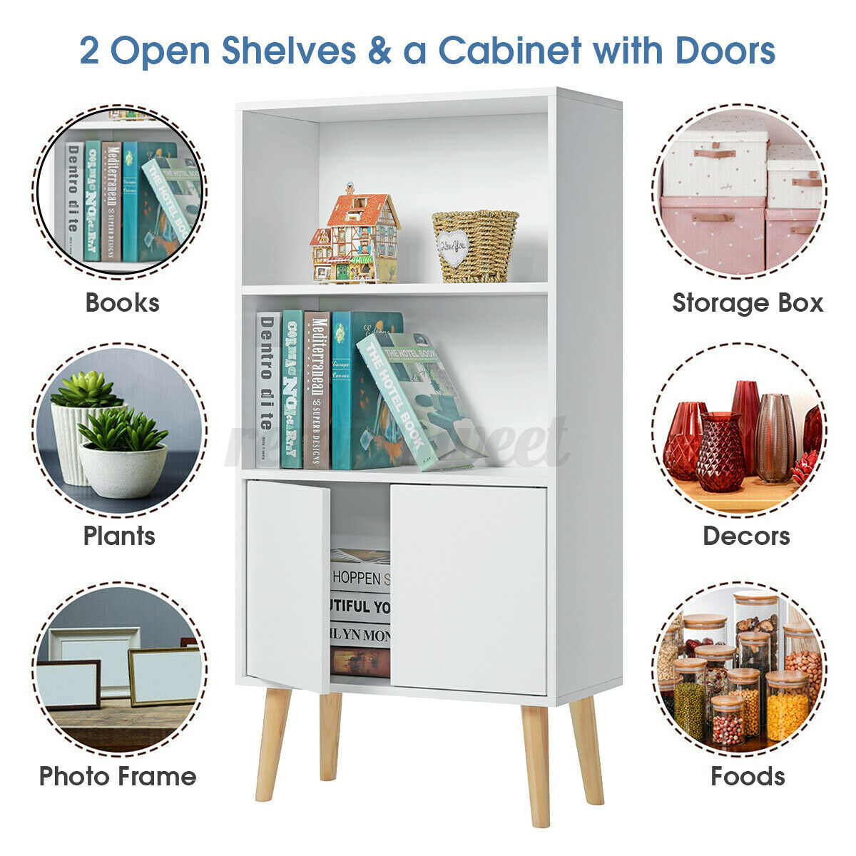 White Wood Storage Shelf Cabinet 4