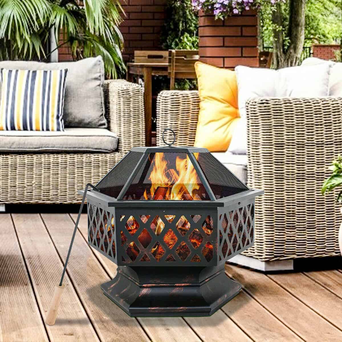 Hex-Shaped Patio Fire Pit Bowl