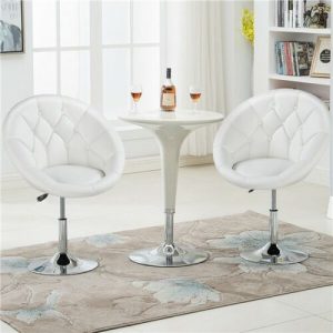 White Tufted Adjustable Swivel Chair