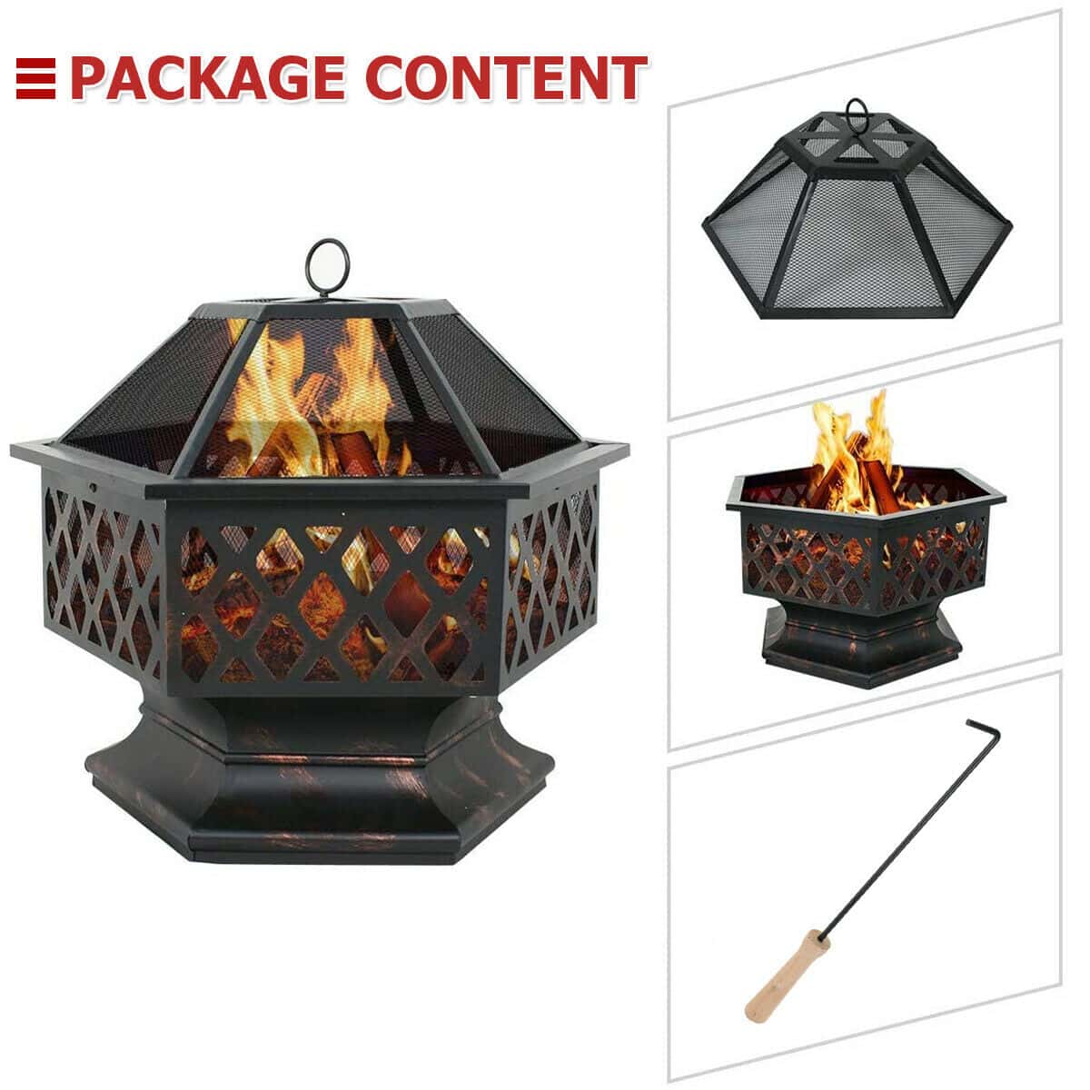 Hex-Shaped Patio Fire Pit Bowl 8