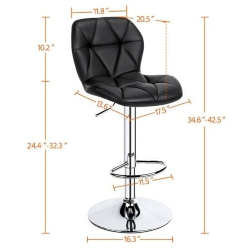 Set of 4 Extra Cushioned PU Leather Swivel Bar Stools 2
